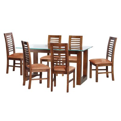 Juego de Comedor Latam Home Pamplona Girona 6 Sillas Cuero Beige