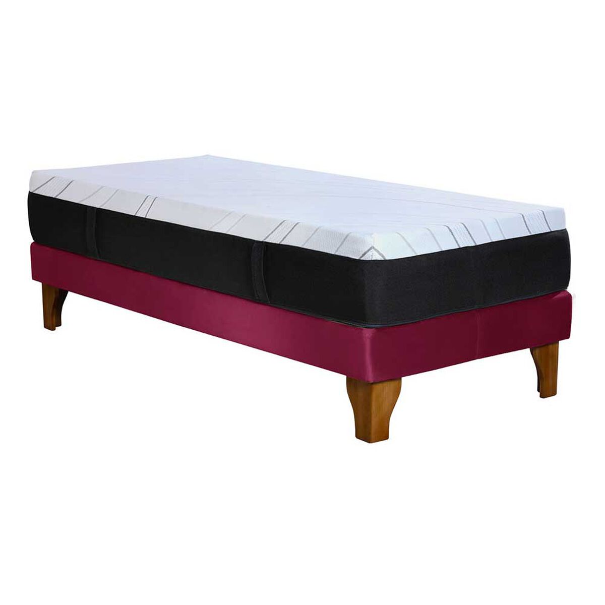 Cama Europea Latam Home 1 Plaza Zen Top Foam Soft Velvet Burdeo