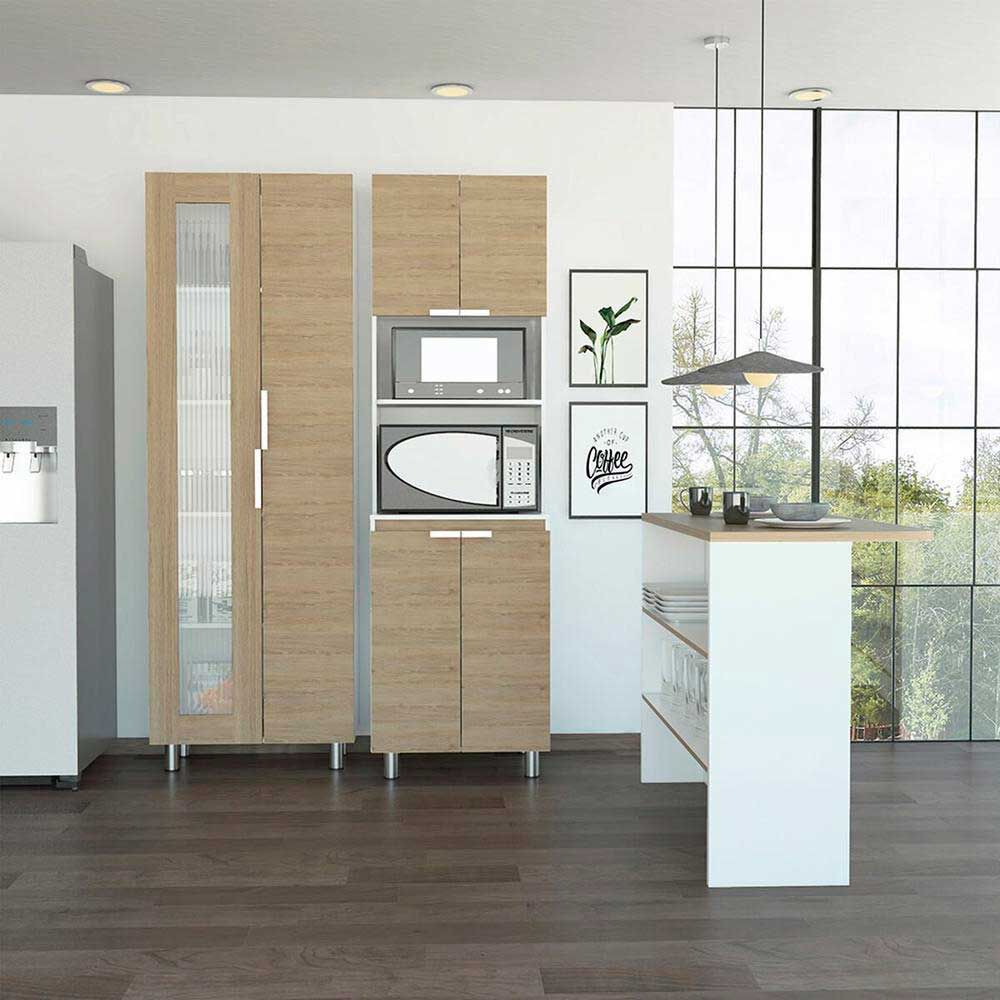 Muebles Alacena + Microondas + Barra Auxiliar TuHome Kitchen
