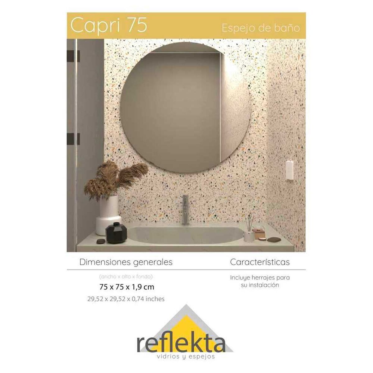 Espejo de Vidrio TuHome Capri 75 x 75 cm