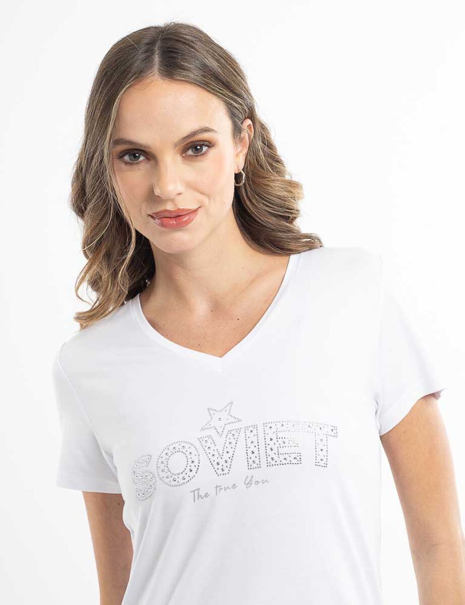 Polera Con Estampado Manga Corta Mujer Soviet
