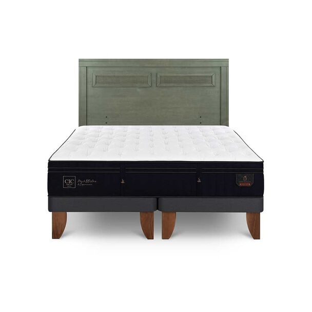 Cama Europea CIC Base Dividida King Súper Premium + Respaldo Milan Olivo