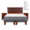 Cama Europea CIC Base Dividida 2 Plazas Smart + Respaldo + 2 Veladores New Torino Caramelo