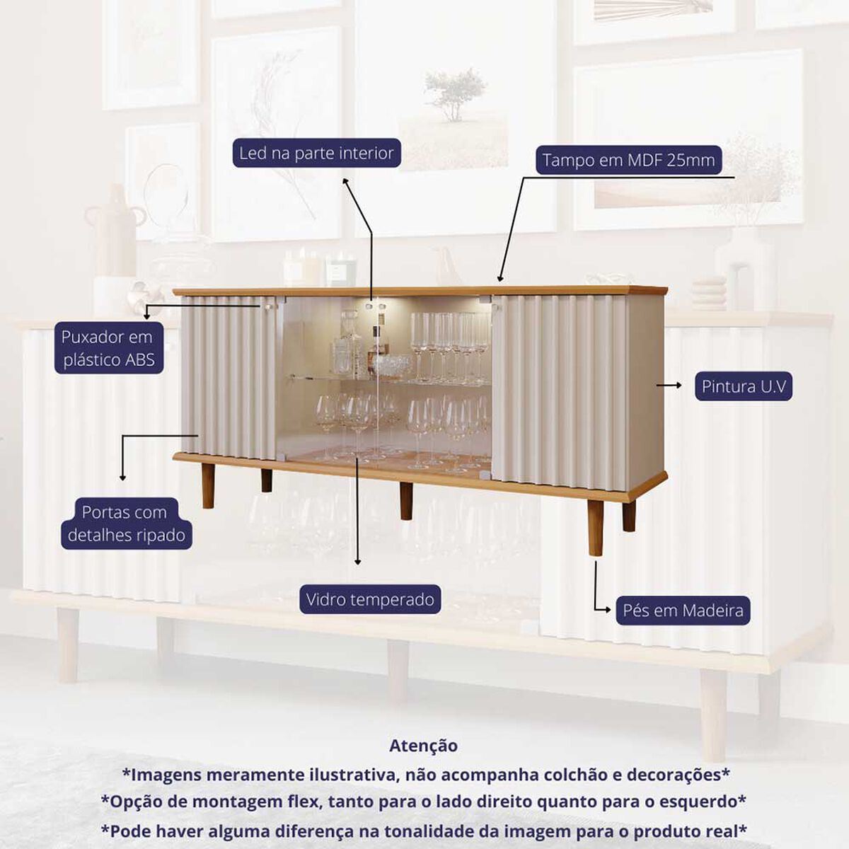 Buffet Decocasa Janice Led Off White