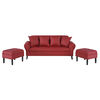 Sofá Bodevir Lua 3 Cuerpos + 2 Pouf Wood Rojo