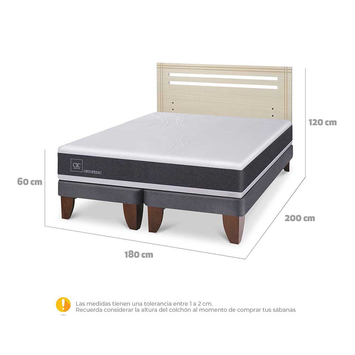 Cama Europea CIC Base Dividida King Ortopedic + Respaldo Dublin Alpino