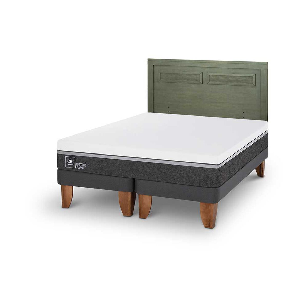 Cama Europea CIC Base Dividida King Ortopedic Advance + Respaldo Milan Olivo