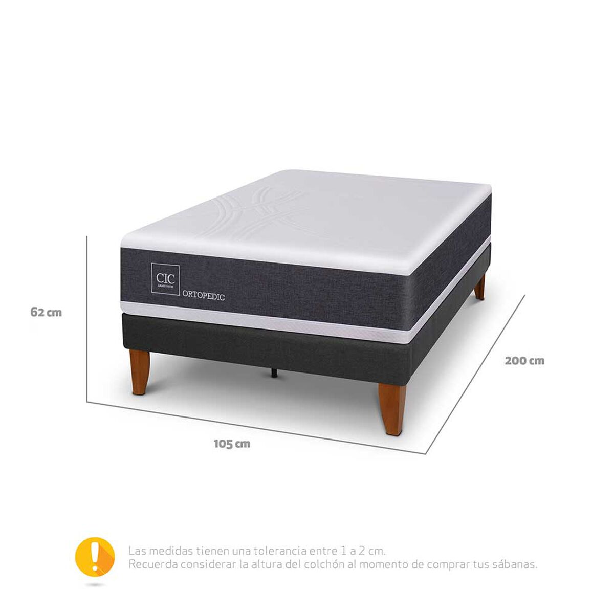 Cama Europea CIC 1,5 Plazas New Ortopedic