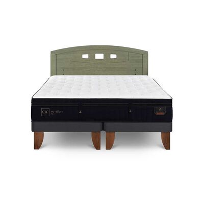 Cama Europea CIC Base Dividida 2 Plazas Súper Premium + Respaldo Gales Olivo