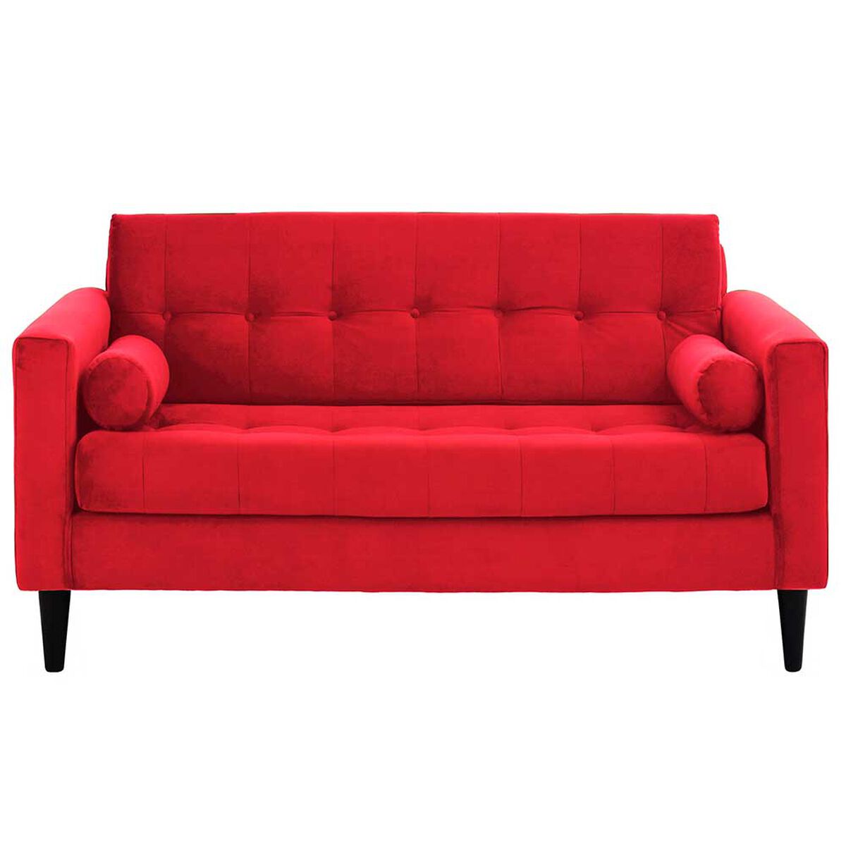 Juego de Living Bodevir Retro  Sof&aacute; 3 Cuerpos + Dos Pouf 1 Cuerpo Rojo