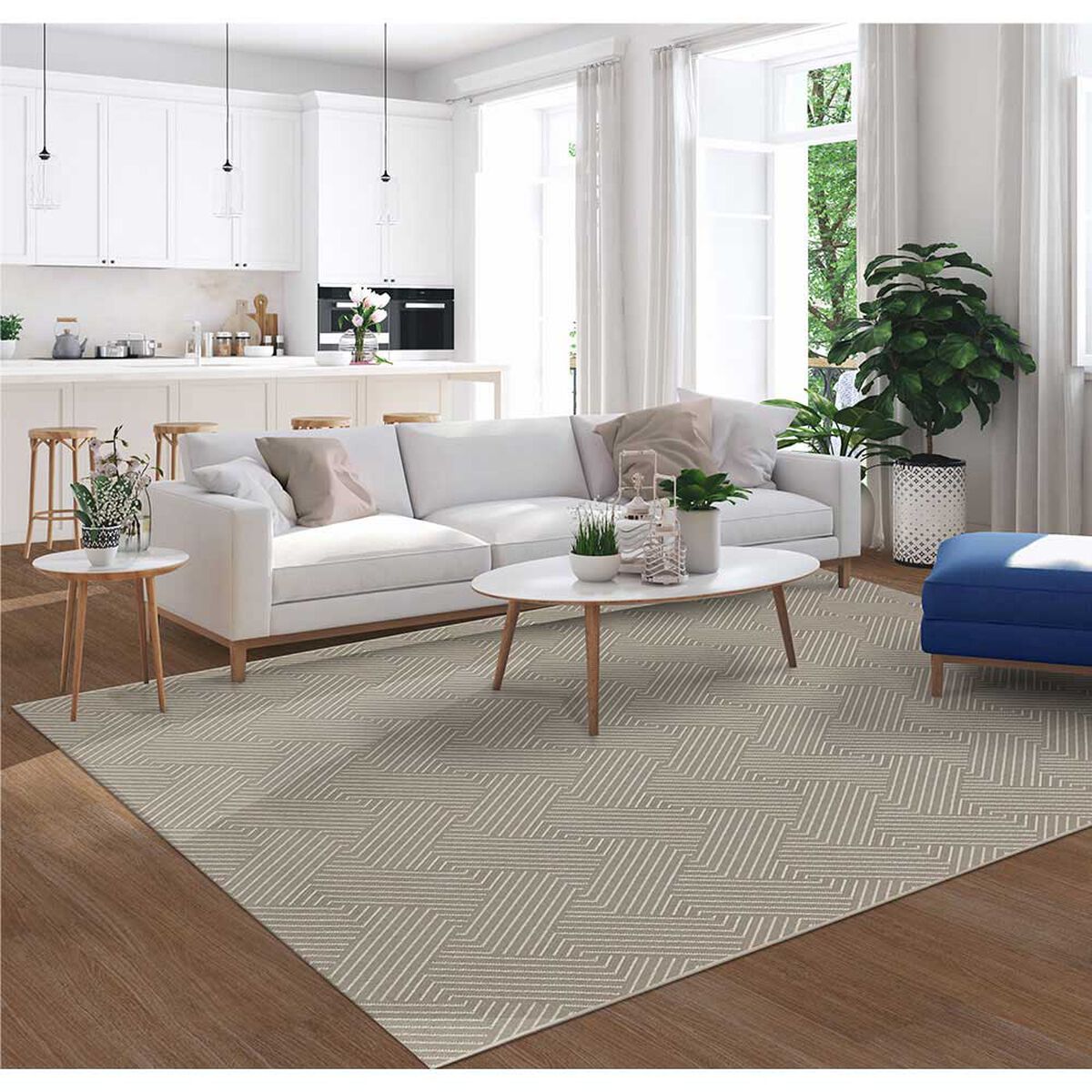 Alfombra Decocasa Bali Formas 200 x 250 cm Beige Crema