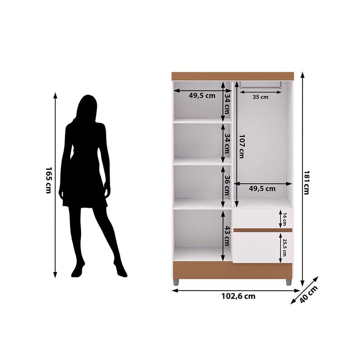 Closet Vekkahome Americano 4 Puertas 2 Cajones Blanca