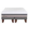 Combo Cama Europea CIC Base Dividida 2 Plazas Balance + Respaldo + 2 Veladores Casanova 2 Plazas Naturale Gris