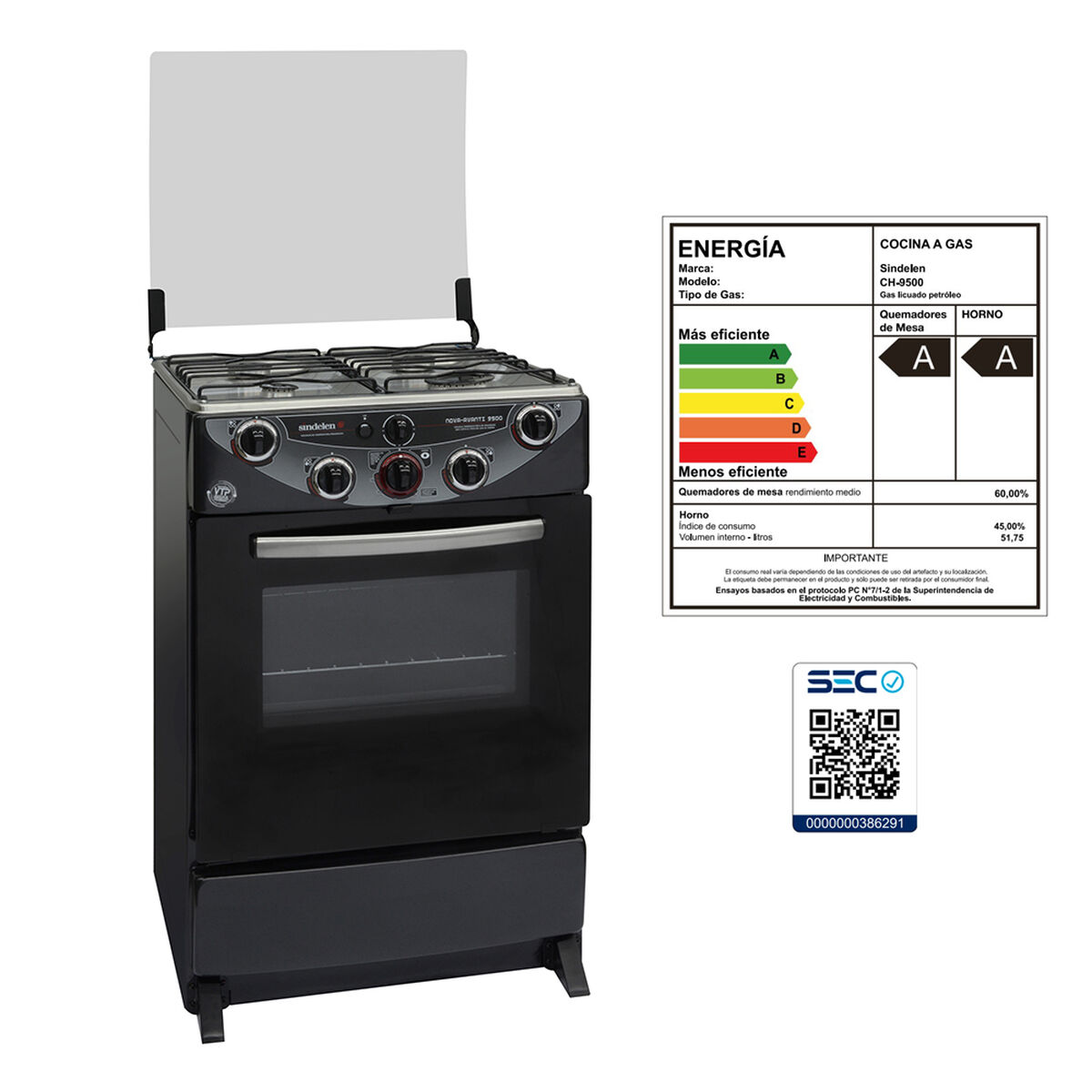 Cocina a Gas Sindelen CH-9500NG 4 Quemadores