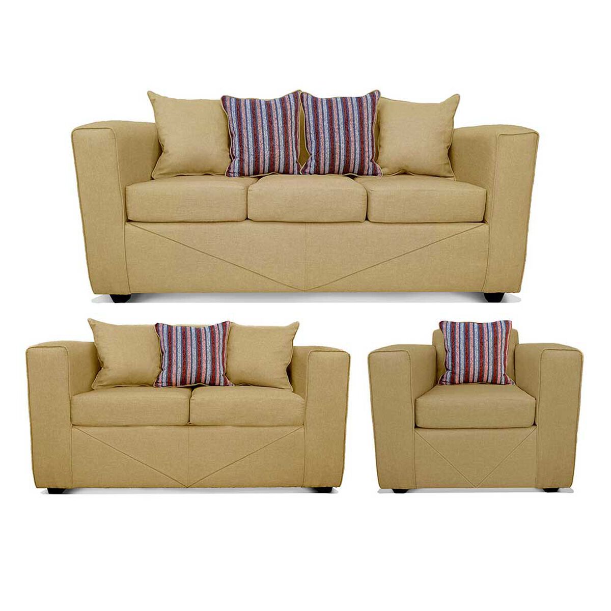 Juego de Living Elegant Detail Santa Fe Sofá 3 Cuerpos + Sofá 2 Cuerpos + Sillón 1 Cuerpo Beige