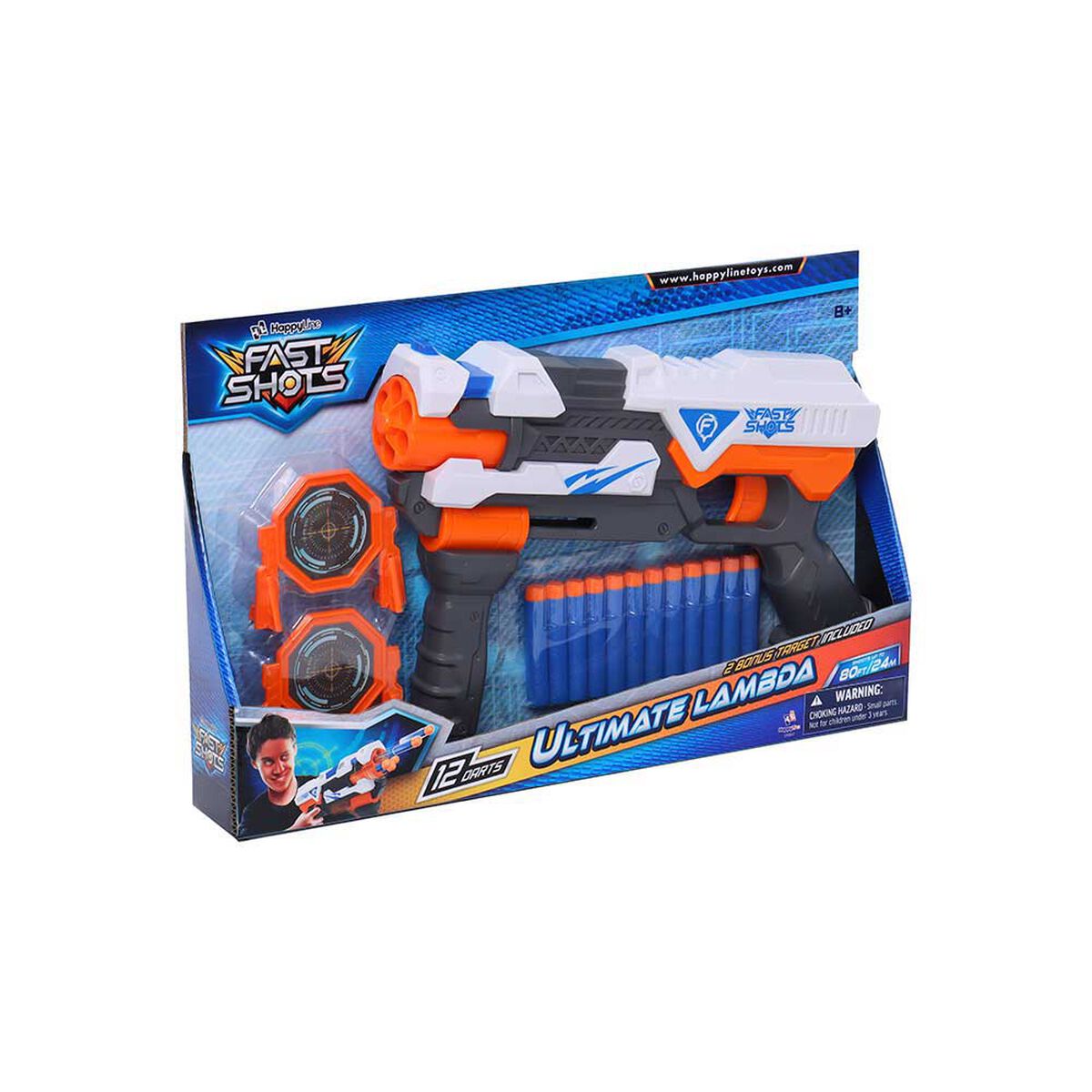 Set Lanzador, 12 Dardos Foam Happy Line