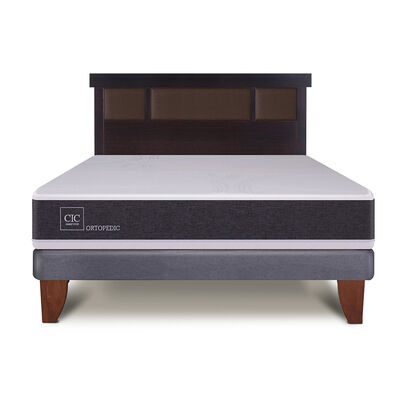 Imagen 1 del producto Cama Europea CIC 2 Plazas New Ortopedic + Respaldo Dublin Chocolate