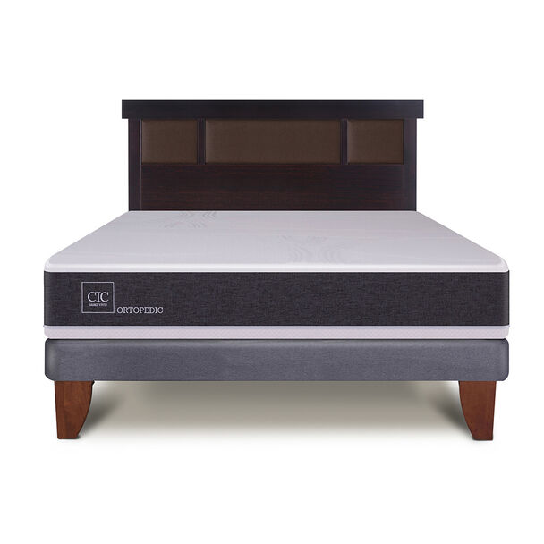 Cama Europea CIC 2 Plazas New Ortopedic + Respaldo Dublin Chocolate