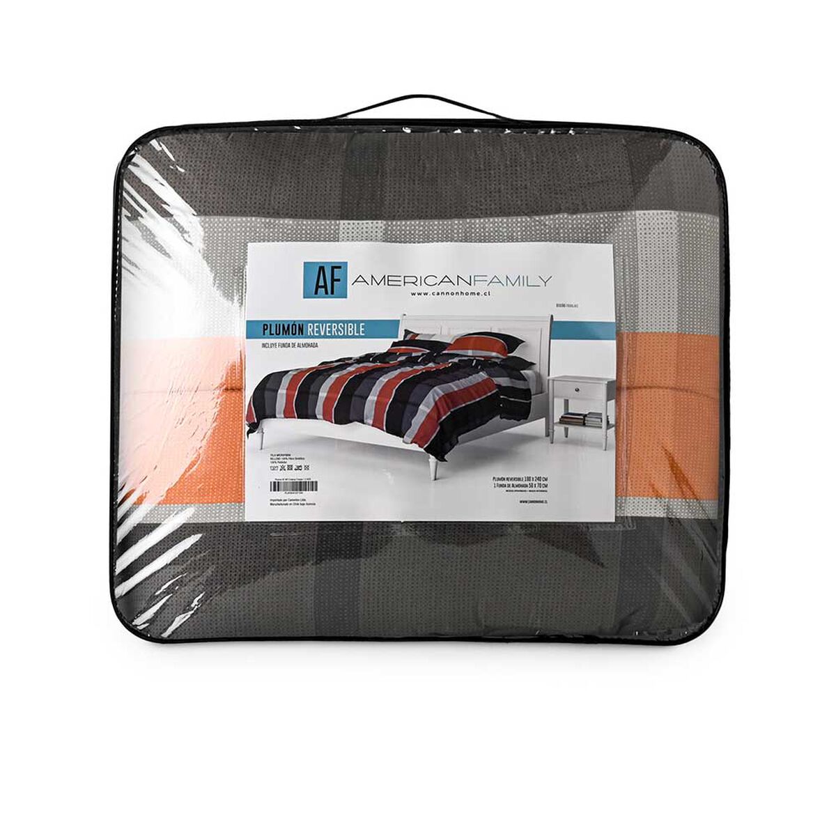 Plum&oacute;n American Family 1,5 Plazas Franjas Naranjo