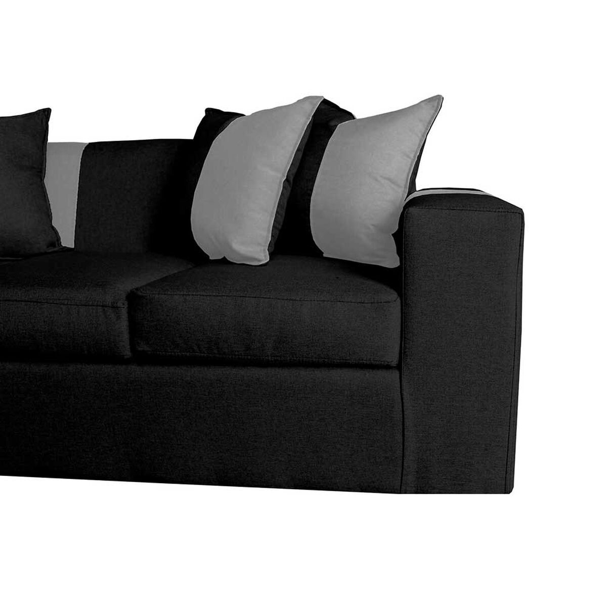 Sof&aacute; Muebles MYM Benjamin 3 Cuerpos + Dos Pouf 1 Cuerpo Negro Gris