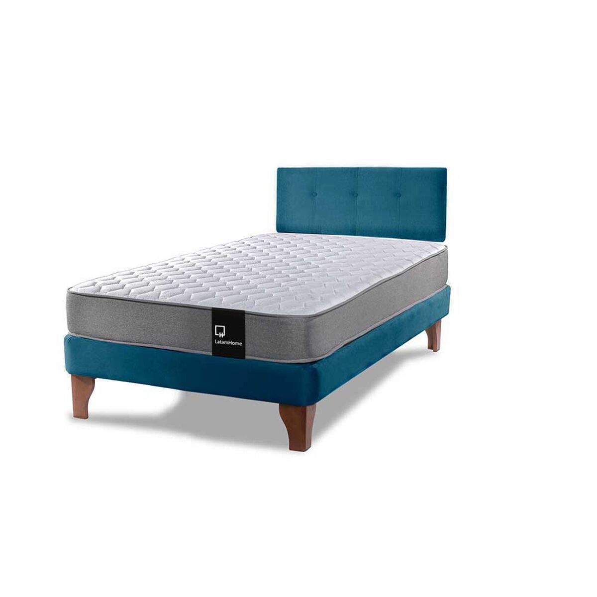 Cama Europea Latam Home 1,5 Plazas Zen Best Azul