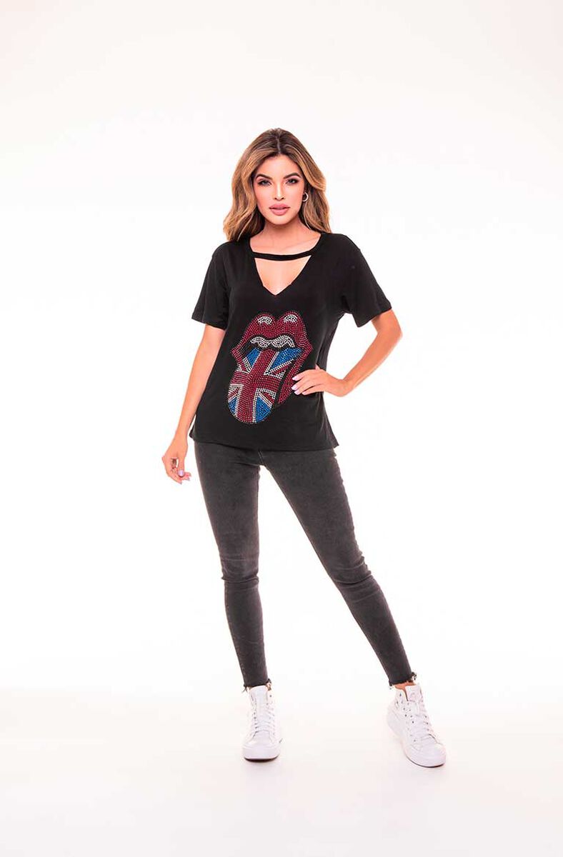Polera Chocker Mujer Rock Caviar