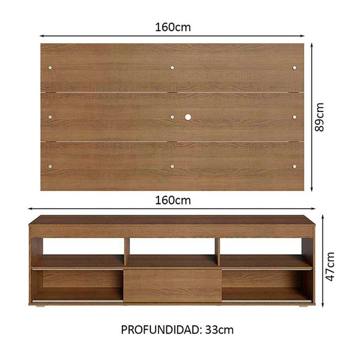 Rack + Panel Vekkahome Orlando 65" Caf&eacute;