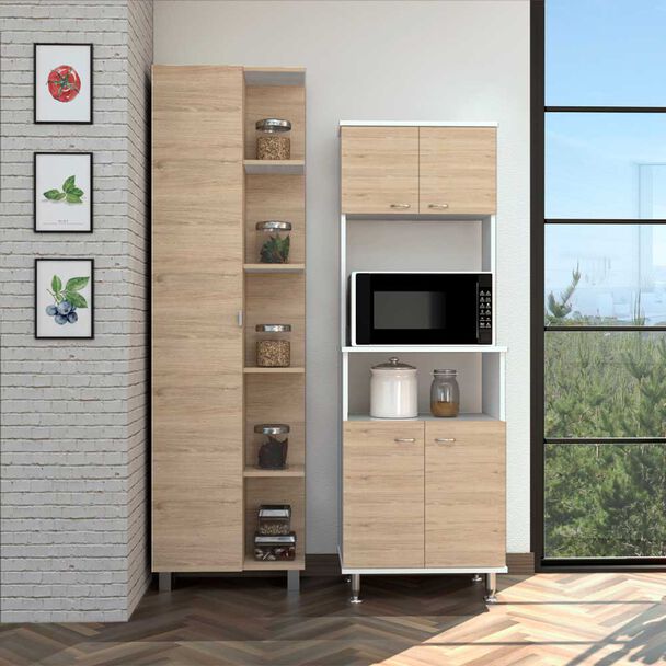 Combo Mueble Microondas + Optimizador TuHome Kitchen Rovere Blanco