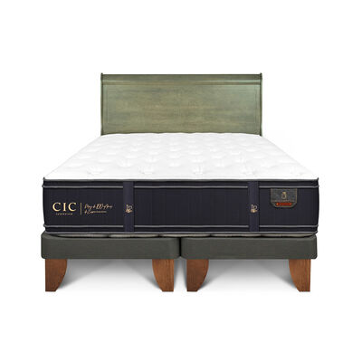 Cama Europea CIC Base Dividida King Grand Premium + Respaldo Miro Olivo