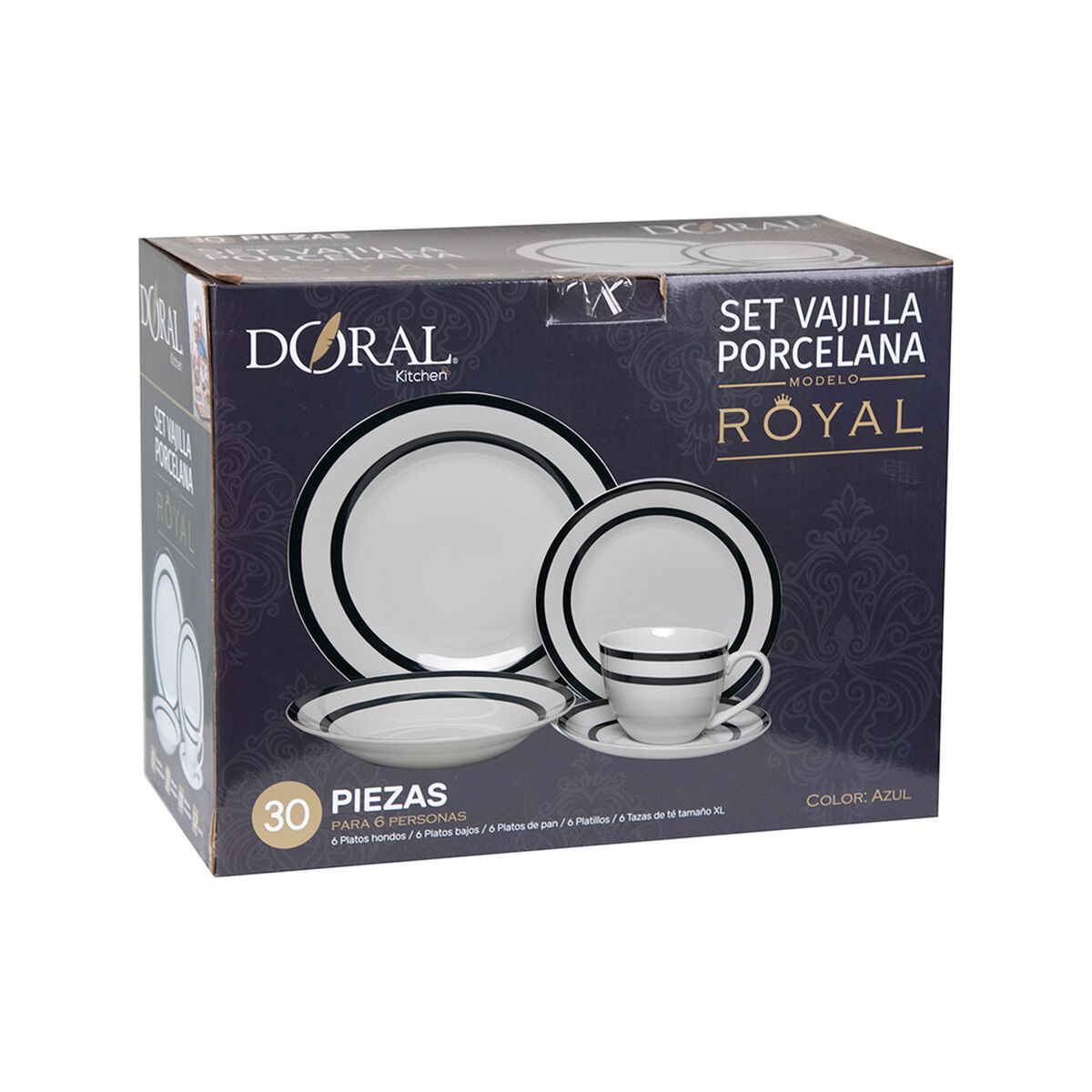 Vajilla Doral Royal 30 Piezas Azul