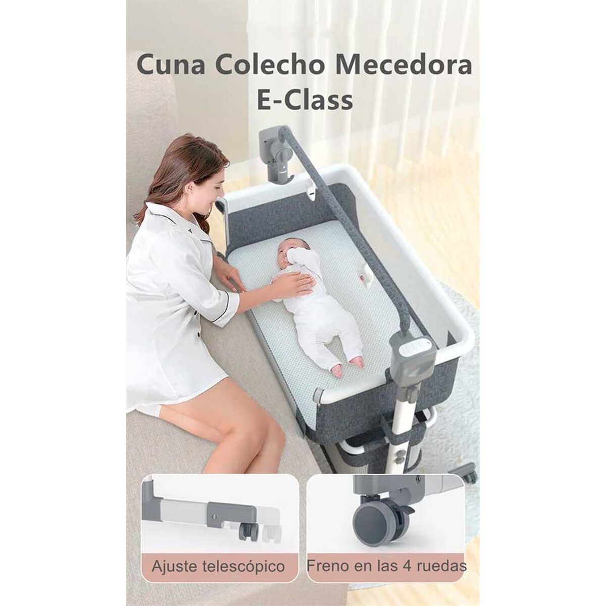 Cuna Colecho Mecedora Eléctrica Café Lubabycas