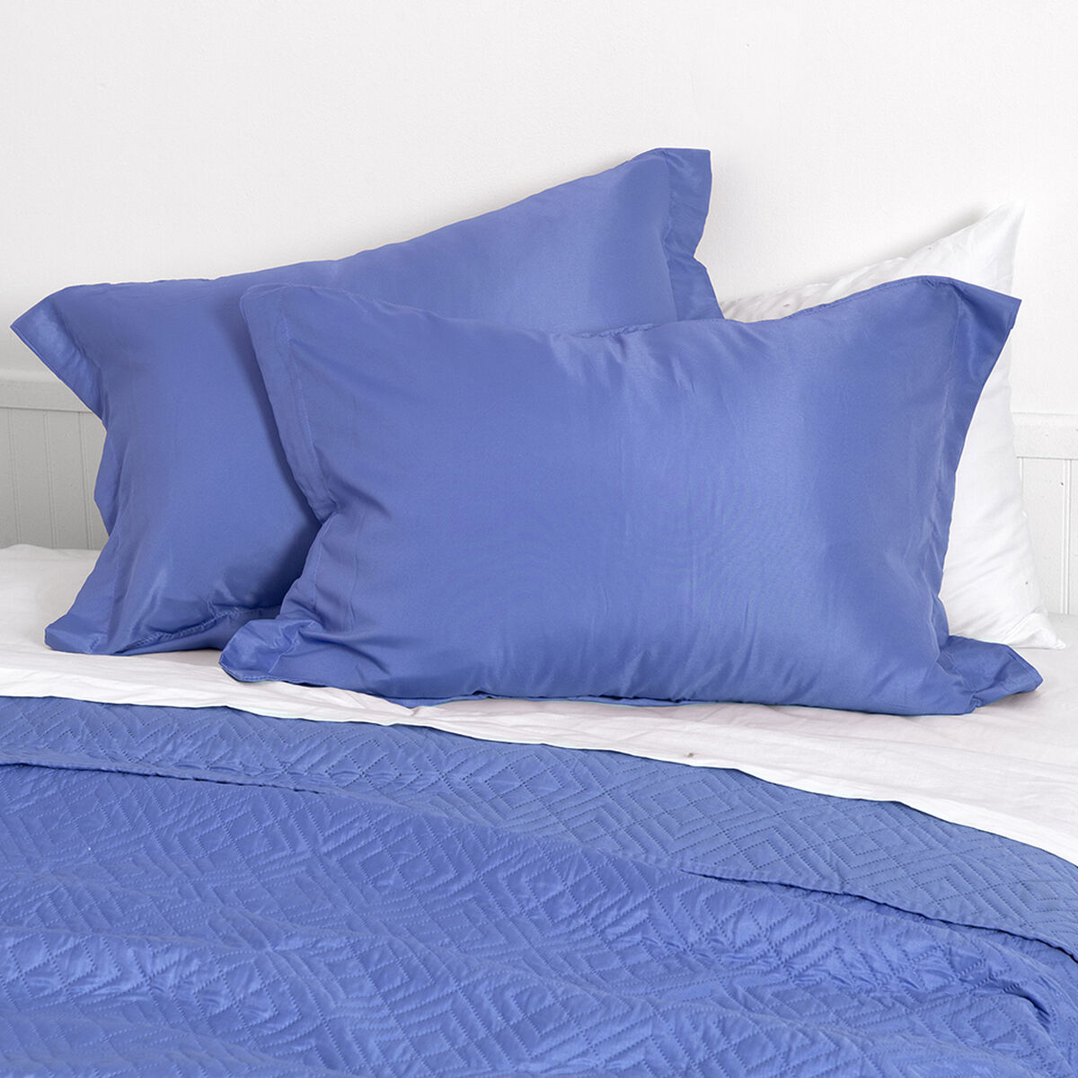 Cubrecama Mashini King Liso Azul