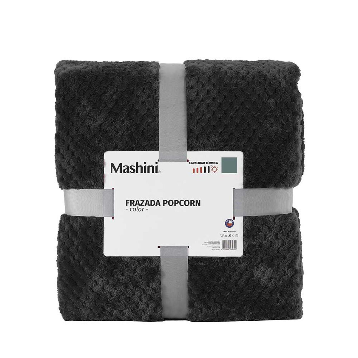 Frazada Mashini 2 Plazas PopCorn Liso Negro