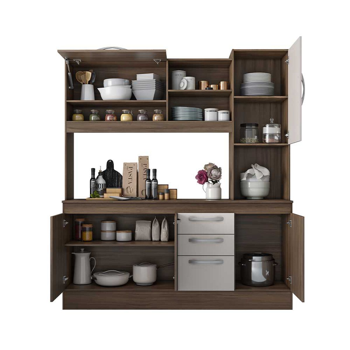 Mueble de Cocina Home Mobili Nuba 5 Puertas 3 Cajones Café