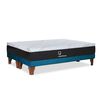 Cama Europea Latam Home Base Dividida 2 Plazas Zen Top Foam Hybrid Velvet Azul Petr&oacute;leo