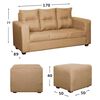 Juego de Living Dise&ntilde;o A&M Home Loreto Sof&aacute; 3 Cuerpos + 2 Pouf 1 Cuerpo  Beige
