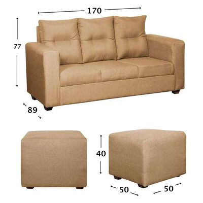 Juego de Living Diseño A&M Home Loreto Sofá 3 Cuerpos + 2 Pouf 1 Cuerpo Beige