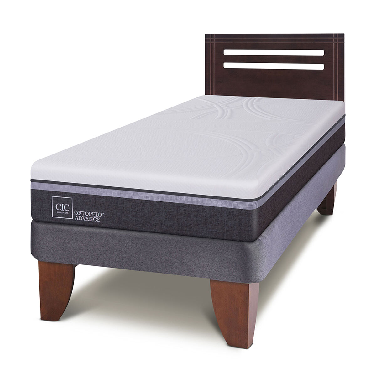 Cama Europea CIC 1,5 Plazas Ortopedic Advance + Respaldo