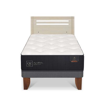 Cama Europea CIC 1,5 Plazas Premium + Respaldo Munich Alpino