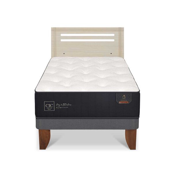 Cama Europea CIC 1,5 Plazas Premium + Respaldo Munich Alpino