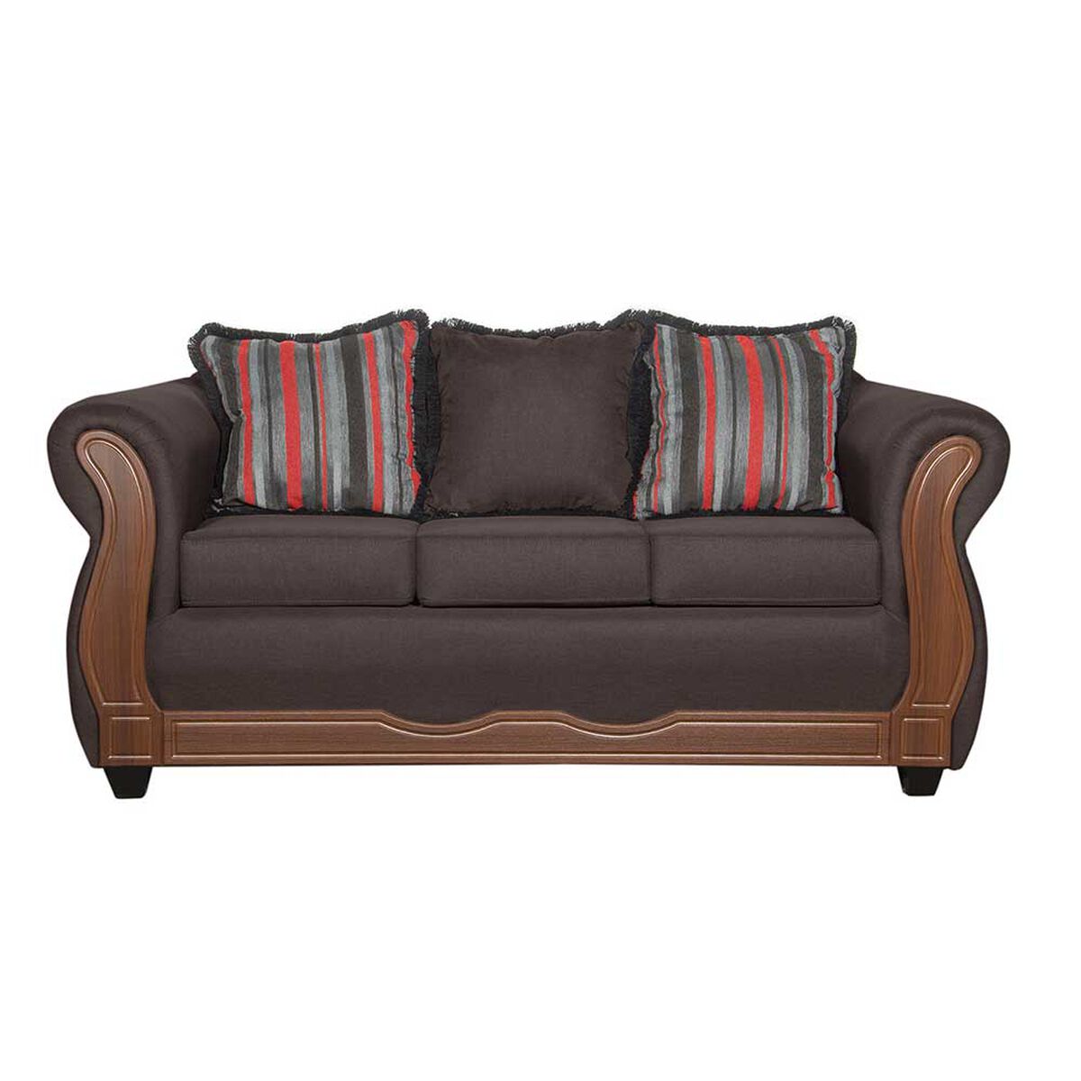 Juego de Living Black Factory Sofia Sof&aacute; 3 Cuerpos + Dos Sillones 1 Cuerpo Caf&eacute;