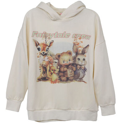 Imagen 1 del producto Polerón con Gorro Niña Mila Celeste, Crudo