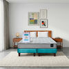 Combo Cama Europea Latam Home 2 Plazas Cannon BD Tela Turquesa + Textil + Resp. + 2 Veladores Orion