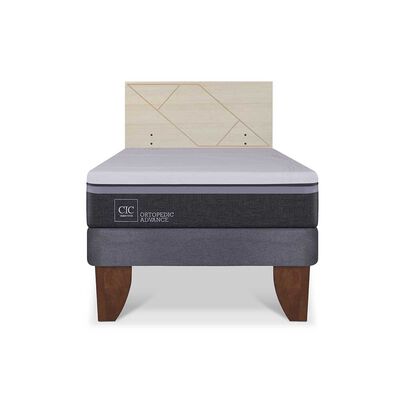 Cama Europea CIC 1,5 Plazas Ortopedic Advance + Respaldo Villarrica Alpino