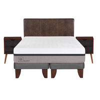 Cama Europea CIC Base Dividida King Balance + Respaldo + 2 Veladores Baker
