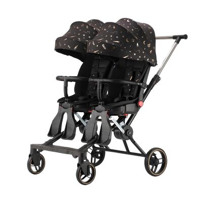 Coche Doble con Mesita de Comer Reclinable Negro LuBabycas
