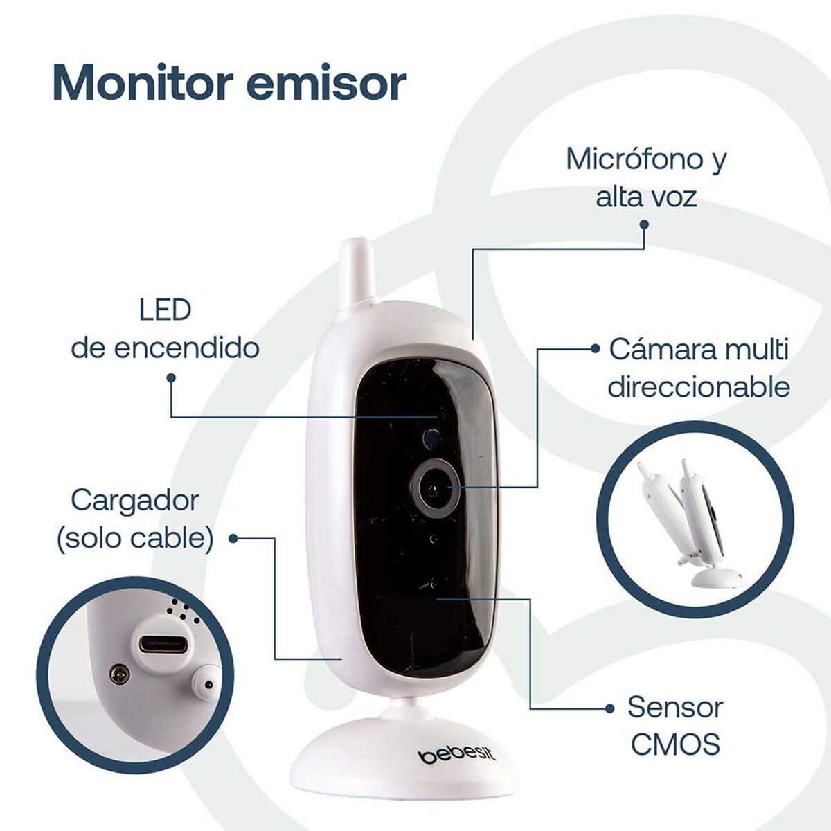 Cámara Monitor Portatil Bebe LCD 2.4 Visión Nocturna  Bebesit
