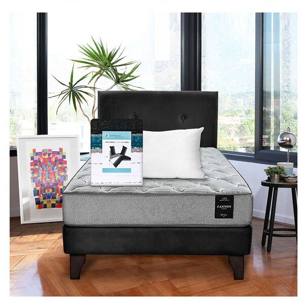Cama Europea Latam Home 1,5 Plazas Cannon Negro