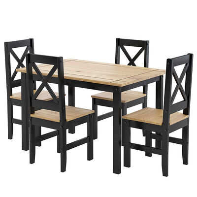 Juego de Comedor VekkaHome Lucia 4 Sillas Negro
