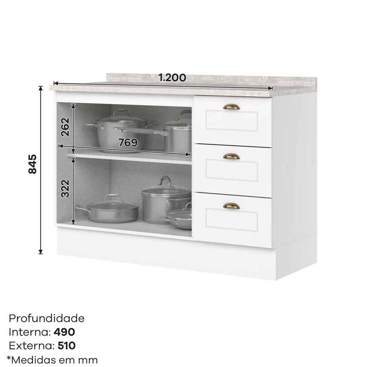 Combo Cocina Mueble A&eacute;reo + Base Home Mobili Americana 120 cm Blanco